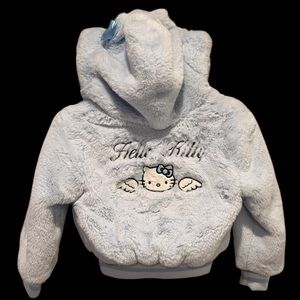 Forever 21 x Hello Kitty Plush Hoodie - Soft Blue Kids Size 7/8